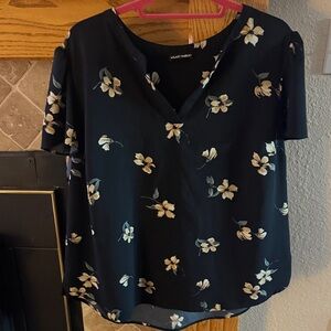 Hilary Radley Womens Vneck Flutter Sleeves Black Floral
Print